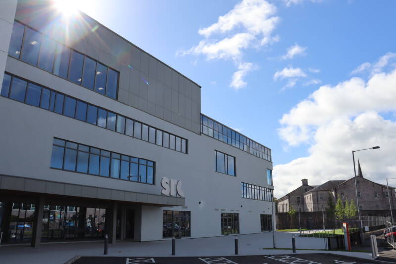Exterior of the large and modern SRC Armagh campus
