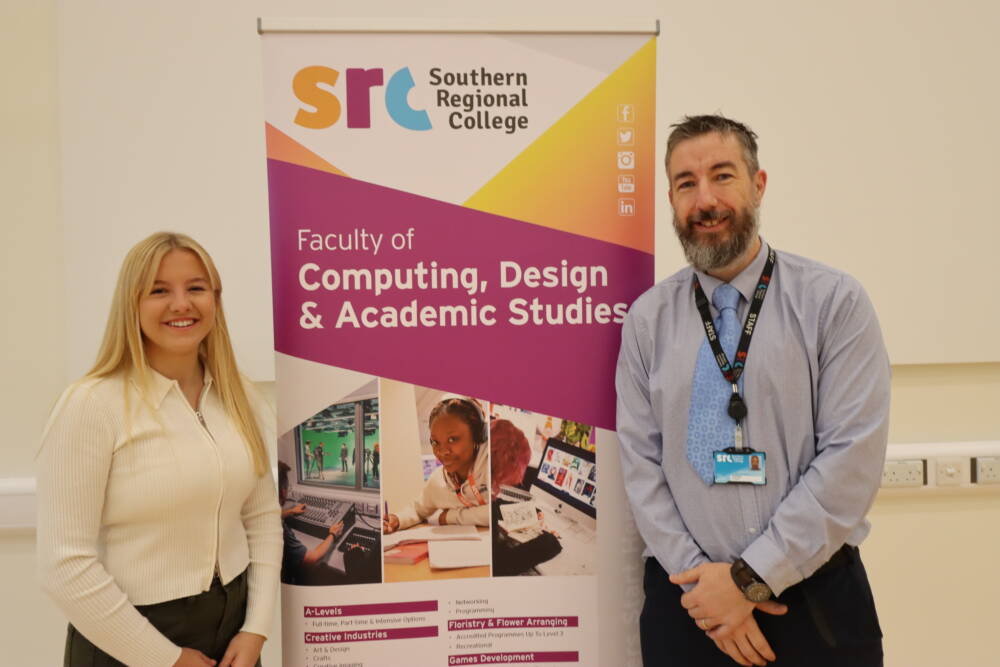 Kaitlin Murphy, pictured with Stephen Rogan, Head of Faculty for Computing, Design & Academic Studies, SRC).