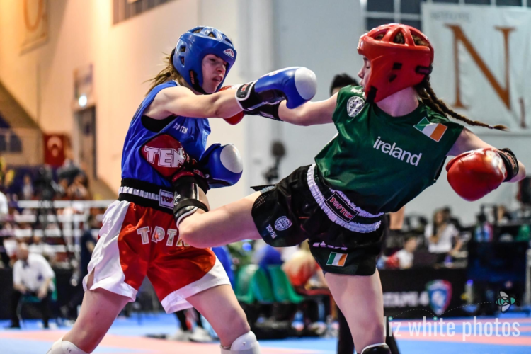 SRC student Fainche Kelly competing in World Kickboxing Championship