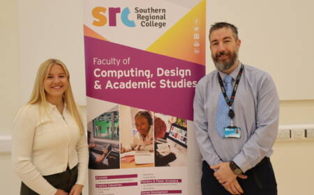 Kaitlin Murphy, pictured with Stephen Rogan, Head of Faculty for Computing,