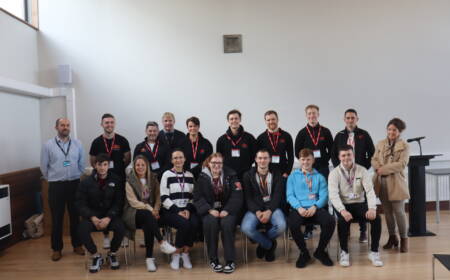 Group of EOS IT team and SRC students in SRC Newry campus