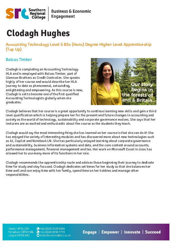 Accounting Technology Level 6 BSc (Hons) Degree Higher Level Apprenticeship (Top Up) - Clodagh Hughes