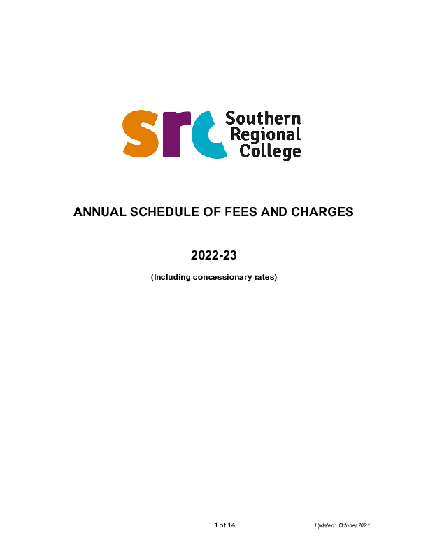 Annual Schedule of Fees and Charges 2022-23
