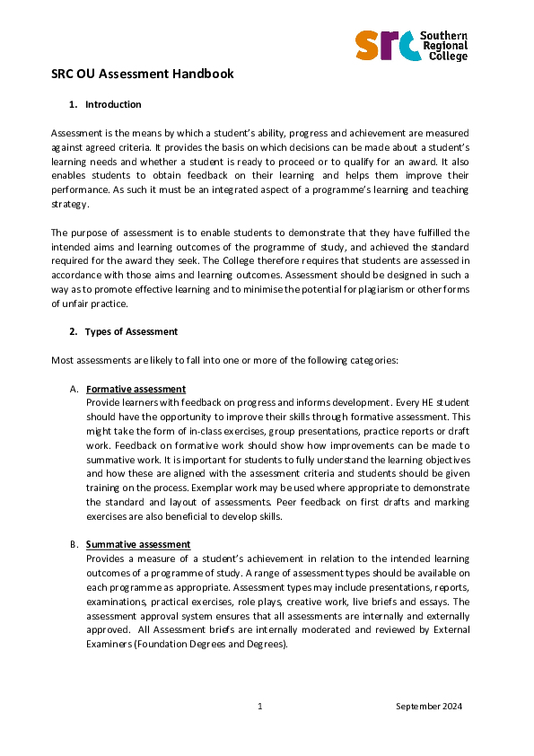 SRC OU Assessment Handbook