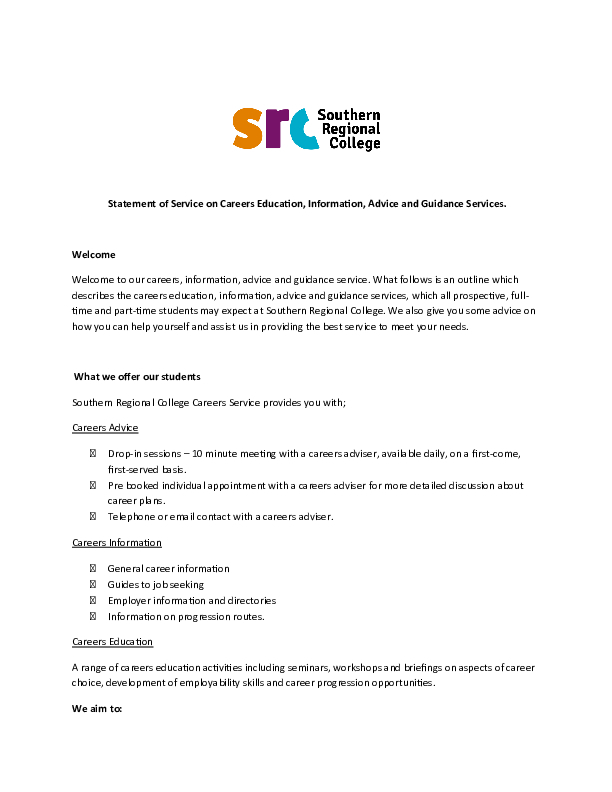 Statement of service